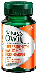Nature's Own Triple Strength Garlic C & Horseradish Fenugreek & Marshmallow 60 Tablets