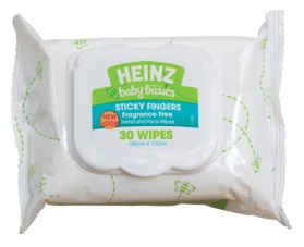 Heinz Sticky Fingers Hand & Face Wipes Fragrance Free 30 Pack