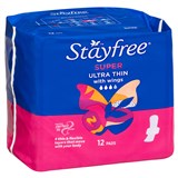 Stayfree Ultra Thin Super With Wings 12 Pads