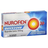Nurofen Quickzorb 24s Caplets 342mg Ibuprofen Lysine pain relief