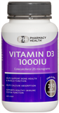 Pharmacy Health Vitamin D3 1000IU 250 Capsules