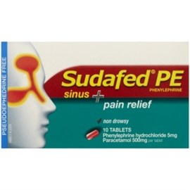 Sudafed Pe Sinus & Pain Relief 10 Tablets