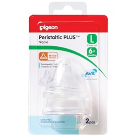 Pigeon Peristaltic Plus Wide Neck Teat L Size 2 Piece