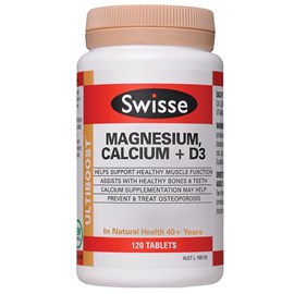 Swisse Ultiboost Magnesium Calcium + Vitamin D3 120 Tablets