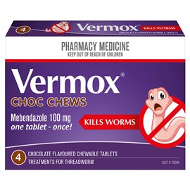 Vermox Choc Chews 4 Tablets