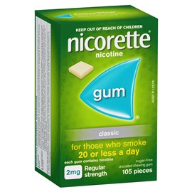 Nicorette Gum Classic Regular Strength 2mg 105 Pieces
