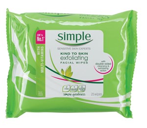 Simple Face Exfoliating 25 Wipes