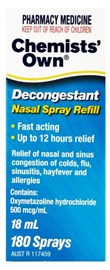 Chemist Own Decongestant Nasal Spray 18ml Refill