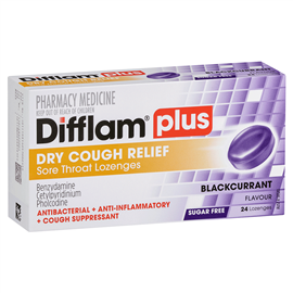 Difflam Cough  Blackcurrant Sugar Free 24 Lozenges