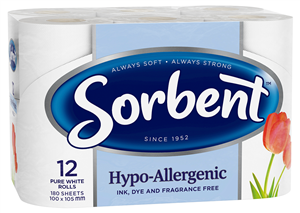 Sorbent Hypo - Allergenic Toilet Tissue 12 Rolls