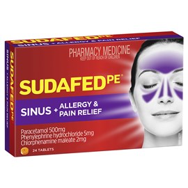 Sudafed PE Sinus + Allergy & Pain Relief 24 Tablets