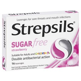 Strepsils Sugar Free Lozenges Strawberry 16 Pack