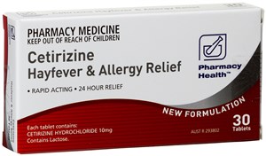 Pharmacy Health Cetirizine 10mg 30 Tablets