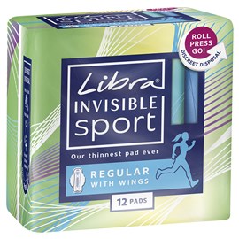 Libra Invisible Sport Pads Regular with Wings 12 Pack
