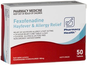 Pharmacy Health Fexofenadine Hayfever & Allergy 50 Tablets