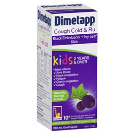 Dimetapp Cough Cold & Flu Black Elderberry + Ivy Leaf Kids 2 Years & Over 200ml