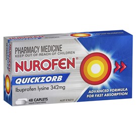 Nurofen Quickzorb 48s Caplets 342mg Ibuprofen Lysine pain relief