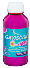 Gaviscon Dual Action Liquid Mixed Berry Flavour Heartburn and Indigestion Relief 300ml