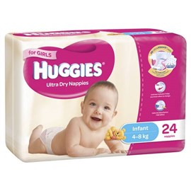 Huggies Ultra Dry Nappies Infant Girls 24 Pack