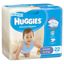 Huggies Ultra Dry Nappies Crawler Boys 22 Pack