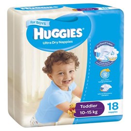 Huggies Ultra Dry Nappies Toddler Boys 18 Pack