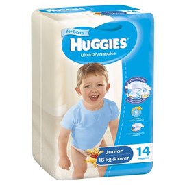 Huggies Ultra Dry NappiesJunior Boys 14 Pack
