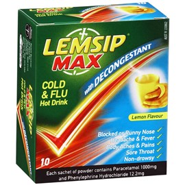 Lemsip Max With Decongestant Lemon 10 Sachets