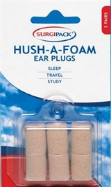 Surgipack Hush - A - Foam Ear Plugs 3Pairs (6946)