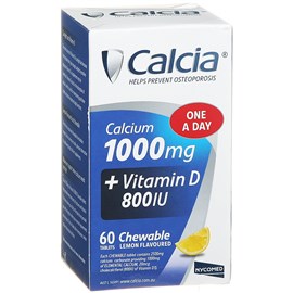 Calcia 1000Mg + Vit D 800Iu Lemon 60 Chewable Tablets