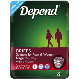 Depend Fitted Brief Large 8 Packs