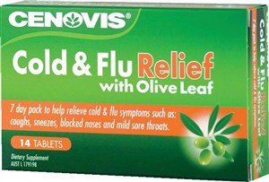 Cenovis Cold and Flu Relief with Olive Leaf 14 Tablets