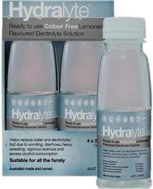 Hydralyte Liquid Colour Free Lemonade 4 x250mL