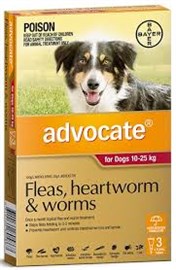 Advocate Flea, Heartworm And Worm Treatment for Dogs 10-25kg 3Tabs Orange