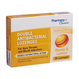 Pharmacy Choice Double Antibacterial Honey & Lemon 16 Lozenges