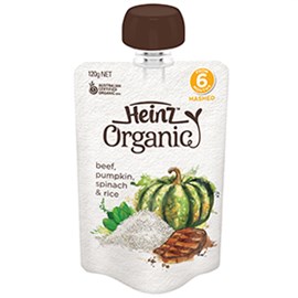 Heinz Organic Beef, Pumpkin, Spinach & Rice 120g
